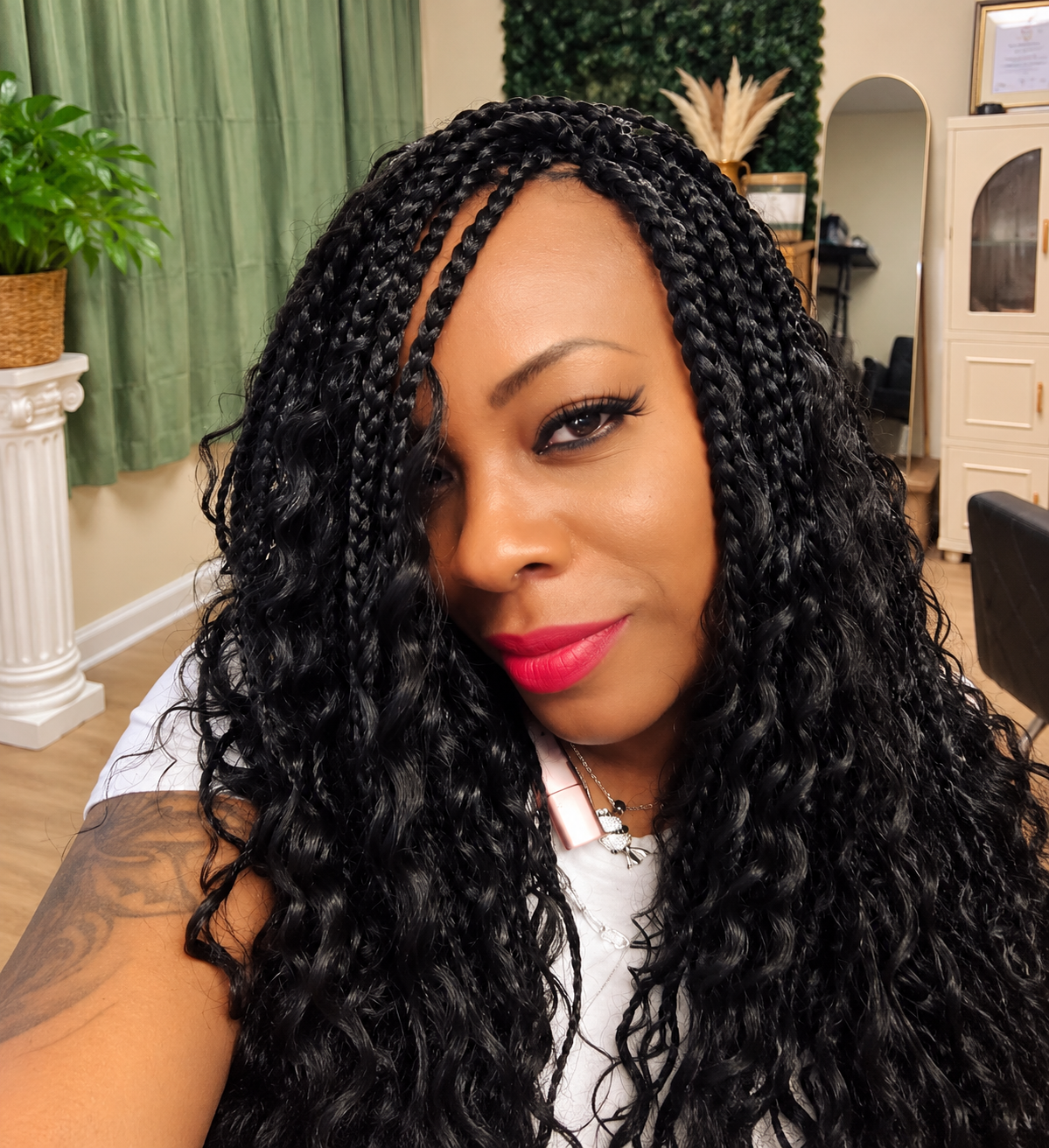 Braided black hair styling